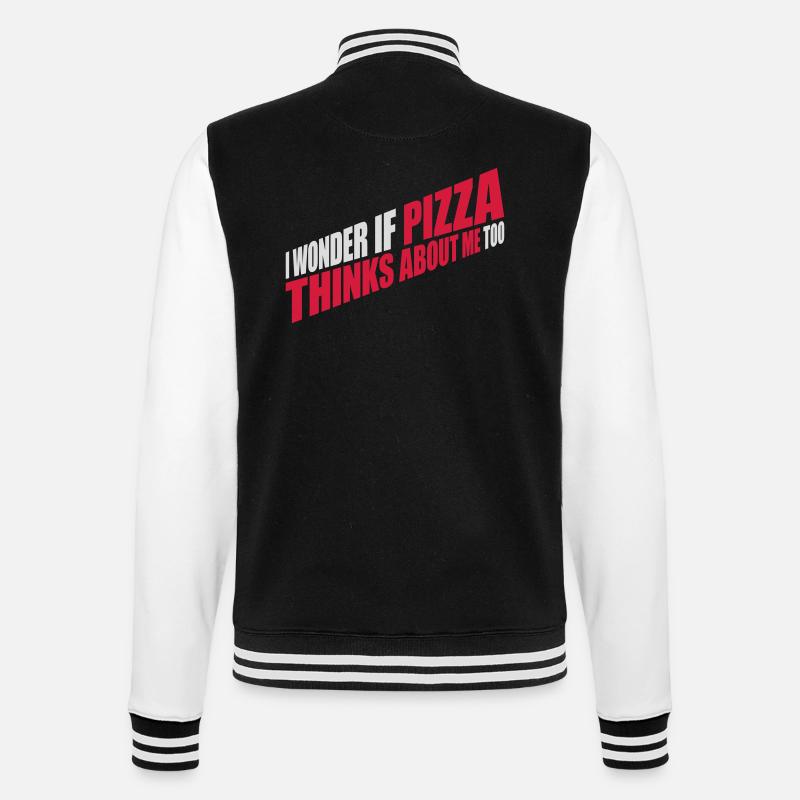 pizza thinks about me - College Sweat Jacket - black/white