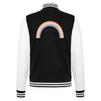 Rainbow Stripes Mrs and Mrs - College Sweat Jacket - black/white - Back - Marisol (170cm)