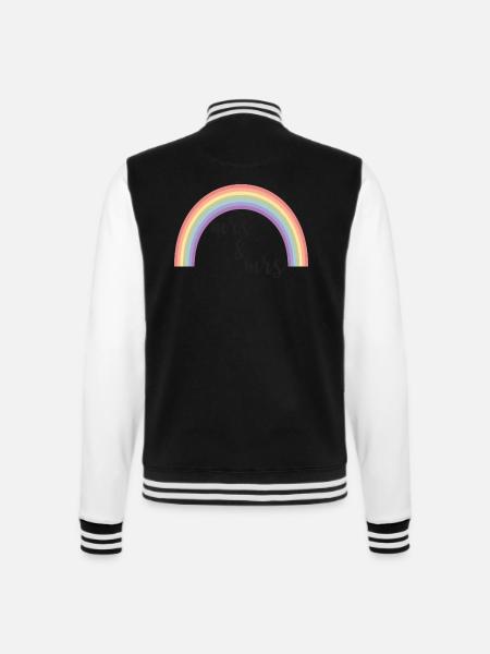 Rainbow Stripes Mrs and Mrs - College Sweat Jacket - black/white