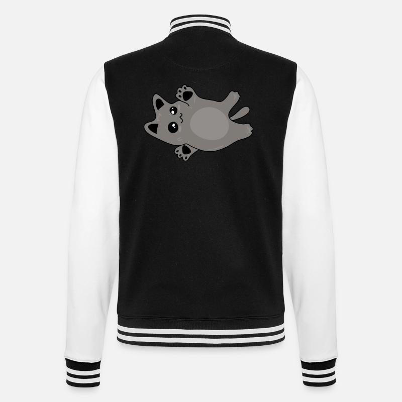 mignon bébé chat gris - Veste Teddy - noir/blanc