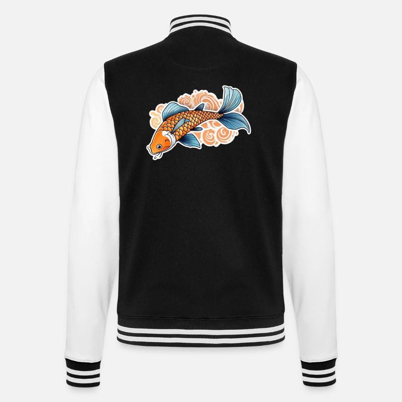 Koi Carp - Japanese Fish - College Sweat Jacket - black/white