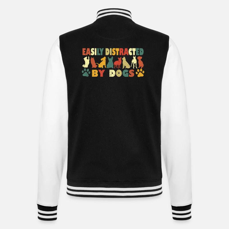 Easily Distracted By Dogs - College Sweat Jacket - black/white