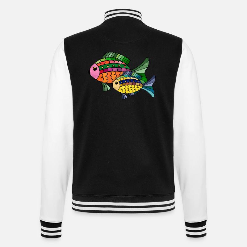 Fische - College-Sweatjacke - Schwarz/Weiß