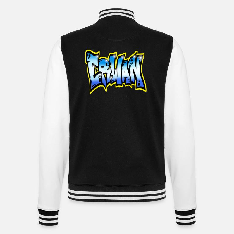 Erwan GRAFFITI NAME PRINT - College Sweat Jacket - black/white
