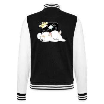 Dog Korean - Japanese Style 04B - College Sweat Jacket - black/white - Back - Marisol (170cm)