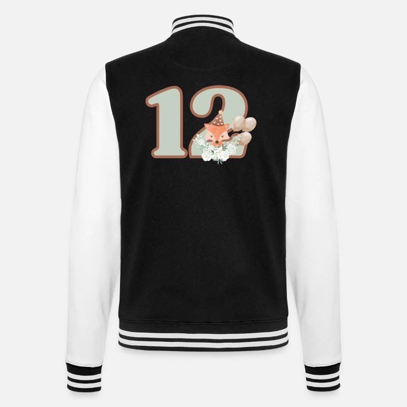 12e anniversaire renard fleurs - Veste Teddy - noir/blanc