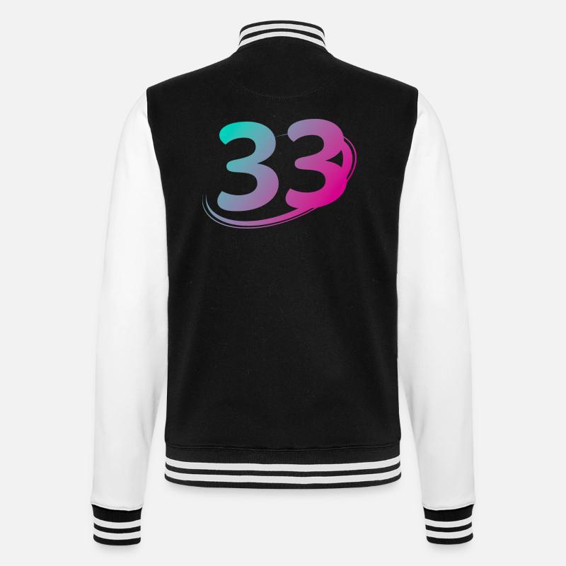 Nummer 33 mehrfarbig - College-Sweatjacke - Schwarz/Weiß