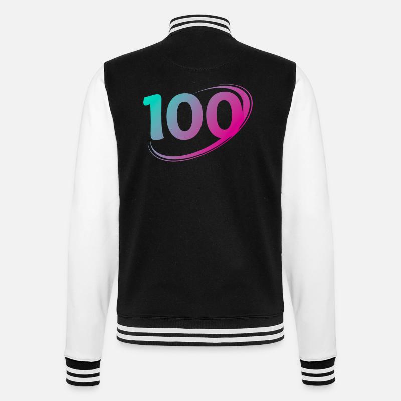 Nummer 100 Mehrfarbig - College-Sweatjacke - Schwarz/Weiß