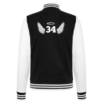 Nummer 34 Engel - Flügel zum 34. Geburtstag - College-Sweatjacke - Schwarz/Weiß - Hinten - Marisol (170cm)