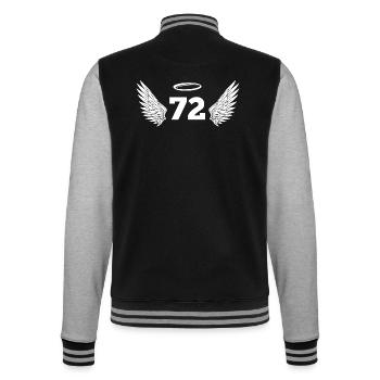 Number 72 Angel - 72nd Birthday Wings - College Sweat Jacket - black/heather grey - Back - Marisol (170cm)