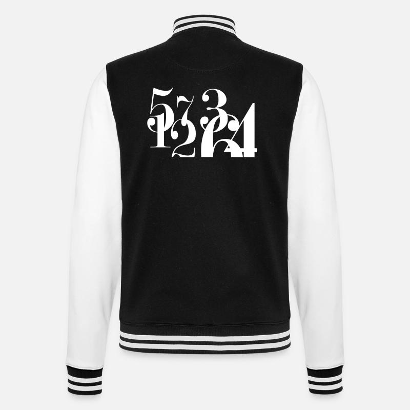Zahlen - - College-Sweatjacke - Schwarz/Weiß