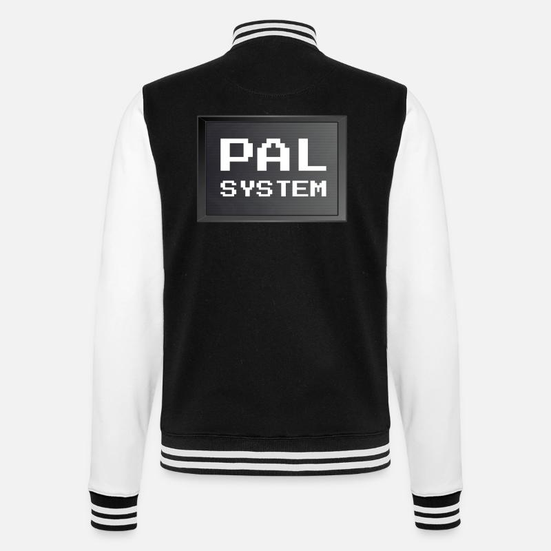 Retrogaming - PAL-System - College-Sweatjacke - Schwarz/Weiß