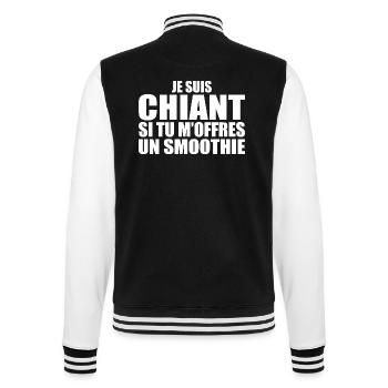 Mann, der es liebt: Smoothie. Lustiger Design-Humor - College-Sweatjacke - Schwarz/Weiß - Hinten - Marisol (170cm)