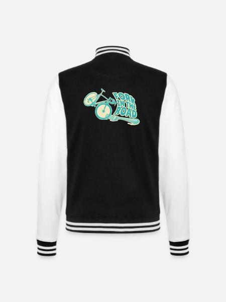 Fahrrad kracht gegen eine Weggabelung - College-Sweatjacke - Schwarz/Weiß