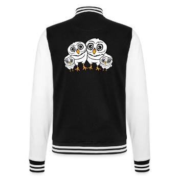 4 Owls Dad Mom Child Baby Family Mother Father - College Sweat Jacket - black/white - Back - Marisol (170cm)