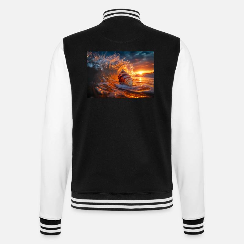 Sunset Wave & Seashell Symphony - Veste Teddy - noir/blanc