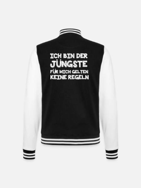 Ich bin der Jüngste - College-Sweatjacke - Schwarz/Weiß