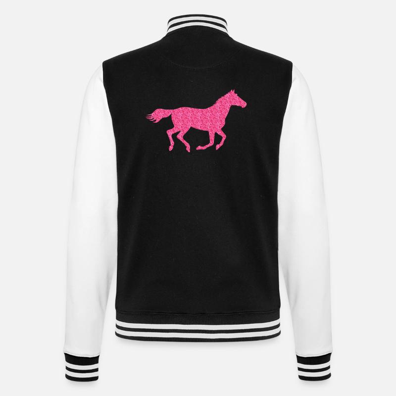 Glitzer Pferd - College-Sweatjacke - Schwarz/Weiß
