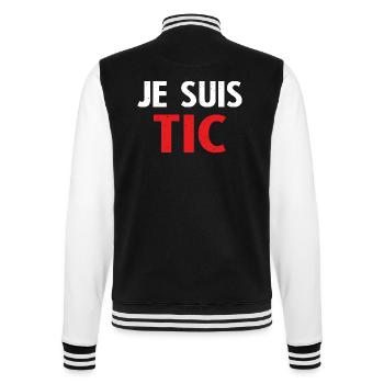 Je suis TIC cadeau drôle femme et homme - Veste Teddy - noir/blanc - Dos - Marisol (170cm)