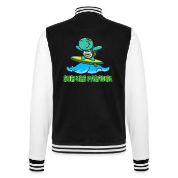 Kawaii Turtle Surfer - Sunglasses and - College Sweat Jacket - black/white - Back - Marisol (170cm)