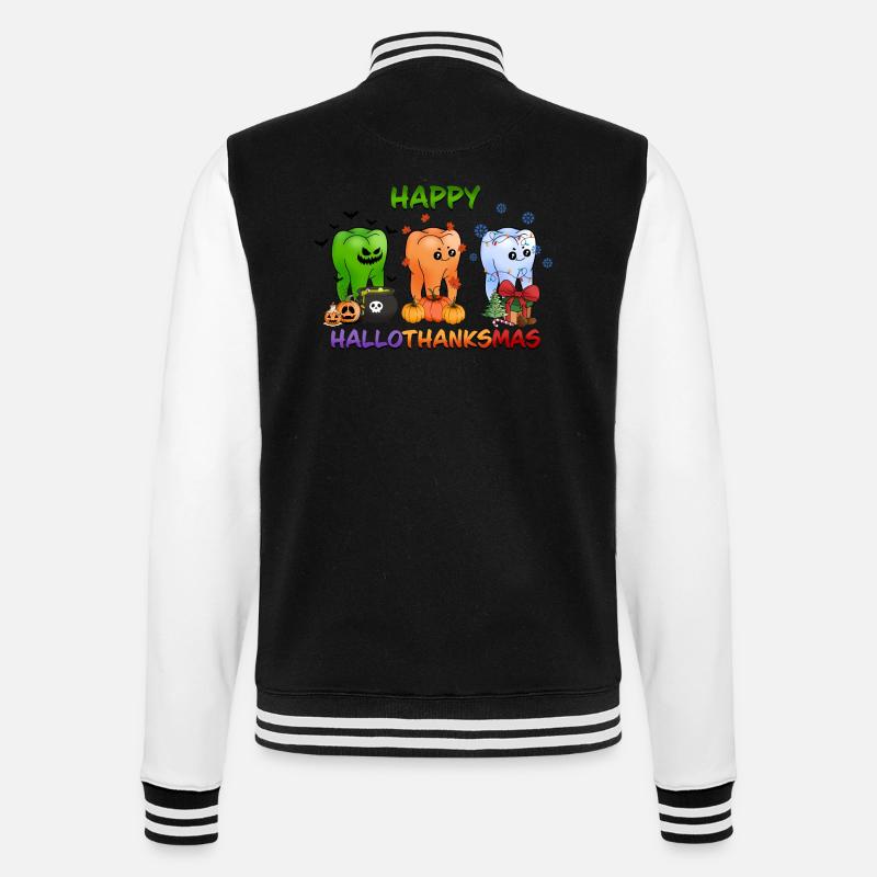 Happy Hallothanksmas Funny Teeth Design - Veste Teddy - noir/blanc