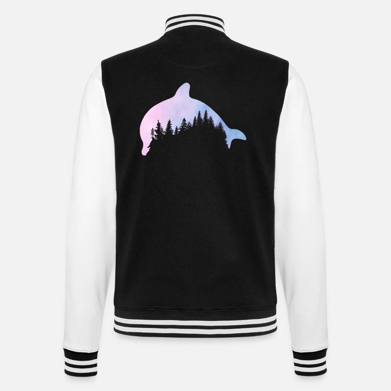 Forest dolphin - College Sweat Jacket - black/white