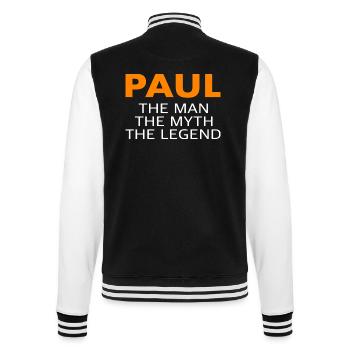 Paul Spruch The Man The Myth The Legend - College-Sweatjacke - Schwarz/Weiß - Hinten - Marisol (170cm)