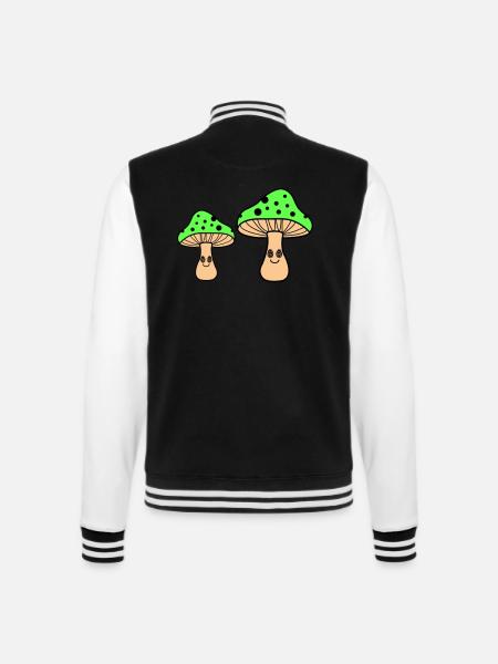 Hypnotic Mushrooms - College Sweat Jacket - black/white