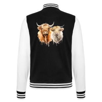 Personalisiertes schottisches Hochlandkühe Geschenk - College-Sweatjacke - Schwarz/Weiß - Hinten - Marisol (170cm)