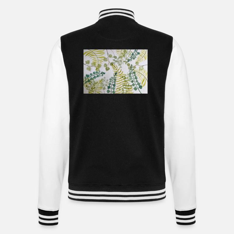 Foliage Pattern - College Sweat Jacket - black/white