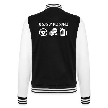 Mec simple voiture pétanque bière - Veste Teddy - noir/blanc - Dos - Marisol (170cm)