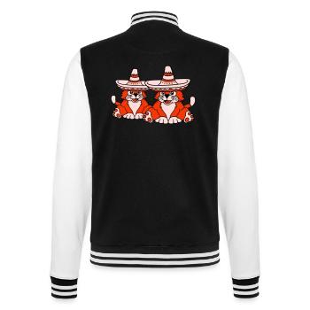 2 Sombrero Hat Cats Mexican Culture Friends - College Sweat Jacket - black/white - Back - Marisol (170cm)