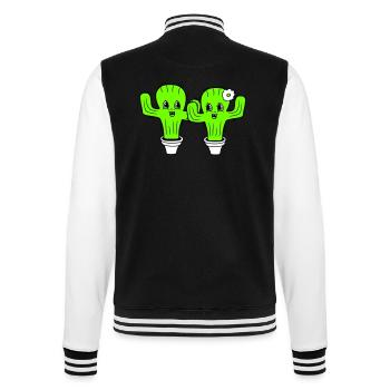 2 Kaktus Paar Pflanzen Stachelige Kakteen Liebe - College-Sweatjacke - Schwarz/Weiß - Hinten - Marisol (170cm)