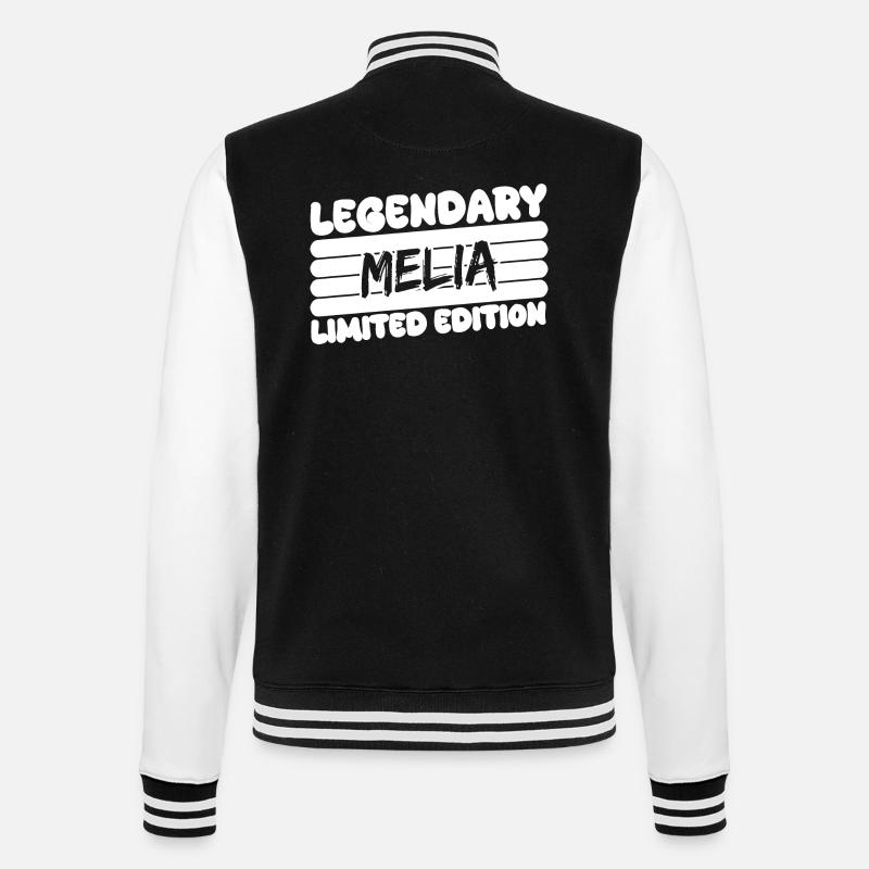 Melia als Name - College-Sweatjacke - Schwarz/Weiß