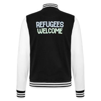 Refugees welcome retro - College Sweat Jacket - black/white - Back - Marisol (170cm)
