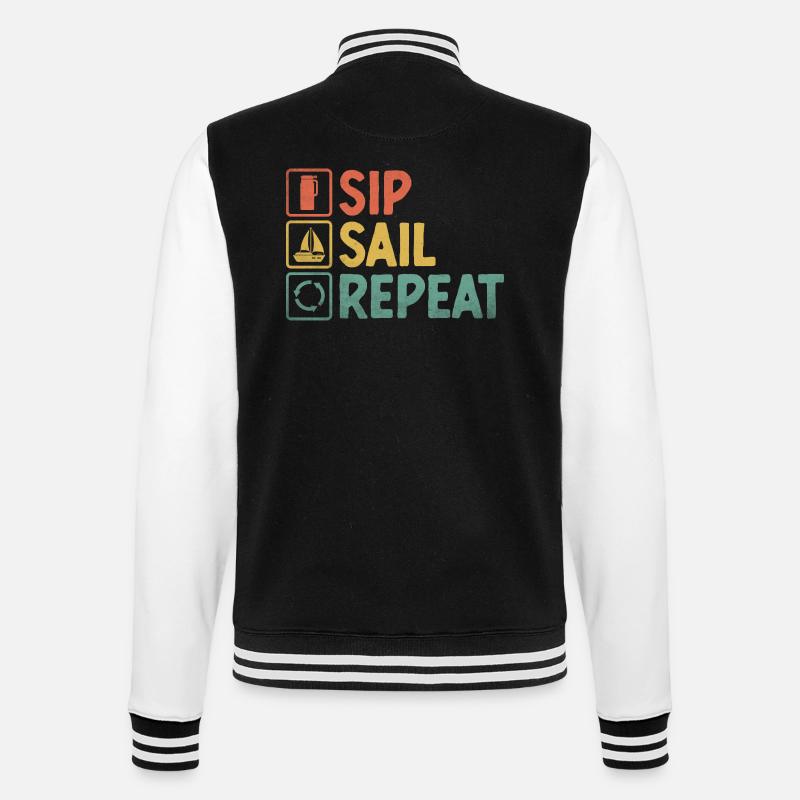 Sip Sail Repeat Paddelboot - College-Sweatjacke - Schwarz/Weiß