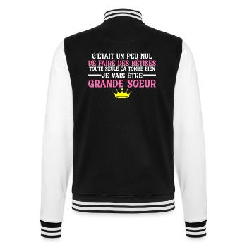 Enfant Future Grande Soeur Drôle Annonce Licorne - Veste Teddy - noir/blanc - Dos - Marisol (170cm)