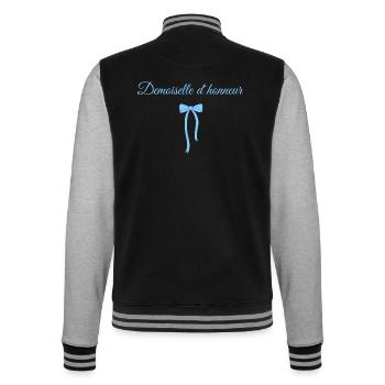 Blaue Schleife Brautjungfer - College-Sweatjacke - Schwarz/Grau meliert - Hinten - Marisol (170cm)