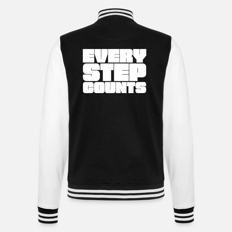 Jeder Schritt zählt - College-Sweatjacke - Schwarz/Weiß