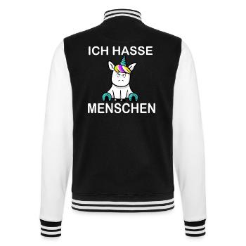I hate people unicorn - College Sweat Jacket - black/white - Back - Marisol (170cm)