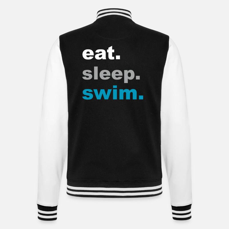 Essen, Schlafen, Schwimmen! - Geschenk - College-Sweatjacke - Schwarz/Weiß