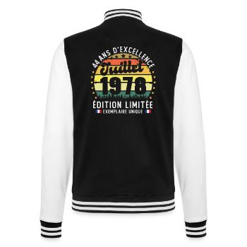 44 Ans Anniversaire Vintage Né en juillet 1978 - Veste Teddy - noir/blanc - Dos - Marisol (170cm)