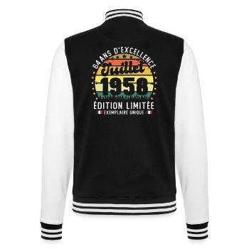 64 Ans Anniversaire Vintage Né en juillet 1958 - Veste Teddy - noir/blanc - Dos - Marisol (170cm)