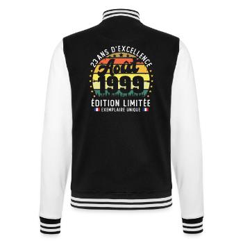 23 Ans Anniversaire Vintage Né en Août 1999 - Veste Teddy - noir/blanc - Dos - Marisol (170cm)