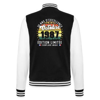 35 Ans Anniversaire Vintage Né en Octobre 1987 - Veste Teddy - noir/blanc - Dos - Marisol (170cm)
