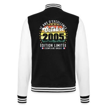 17 Ans Anniversaire Vintage Né en Octobre 2005 - Veste Teddy - noir/blanc - Dos - Marisol (170cm)