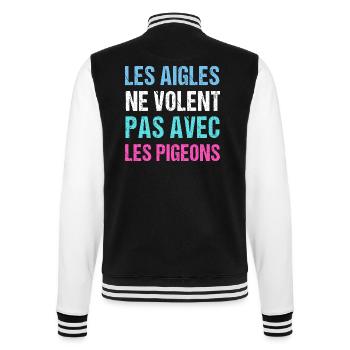 Les aigles ne volent pas avec les pigeons humour - Veste Teddy - noir/blanc - Dos - Marisol (170cm)