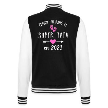 Super tata en 2023 annonce naissance cadeau tante - Veste Teddy - noir/blanc - Dos - Marisol (170cm)