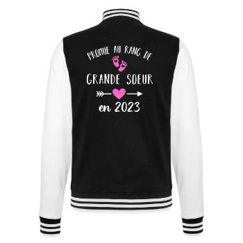Grande soeur en 2023 annonce naissance cadeau - Veste Teddy - noir/blanc - Dos - Marisol (170cm)