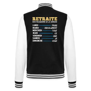 Retraite mon programme humour retraité cadeau - Veste Teddy - noir/blanc - Dos - Marisol (170cm)